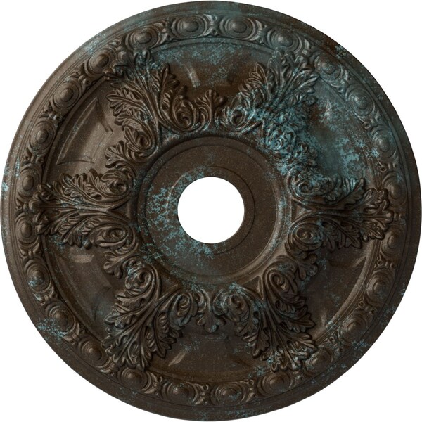 Ekena Millwork Granada Medallion (Canopies up to 7 1/8"), 23 3/8"OD x 3 5/8"ID x 2 1/2"P, Bronze Blue Patina CM23GABBS - main